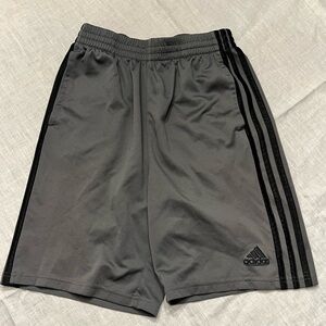 Adidas Gray Basketball Shorts with Black Trio Stripes